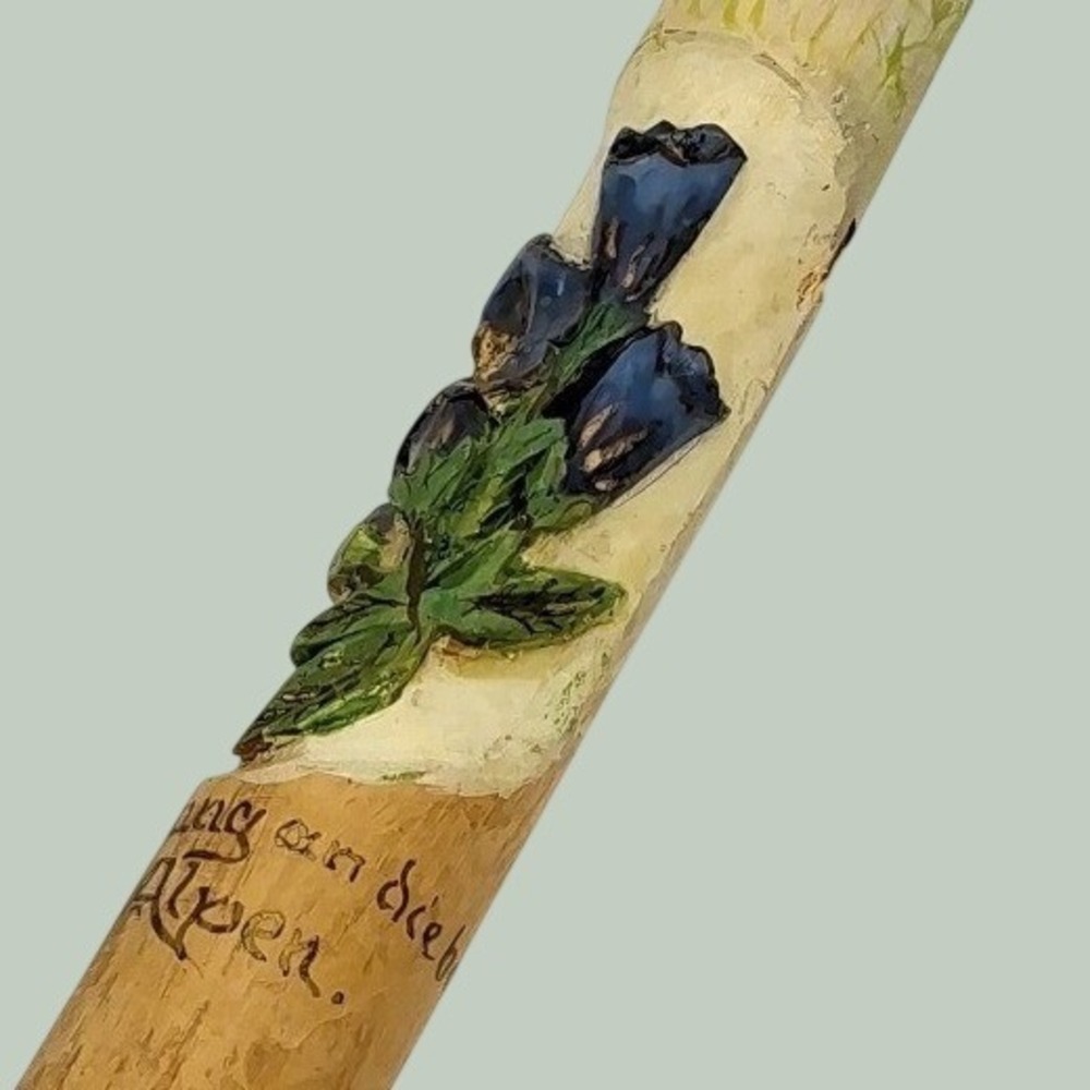 Vintage Hand-Carved Painted 19" Wooden Walking Stick Souvenir Europe Historical
